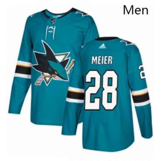 Mens Adidas San Jose Sharks 28 Timo Meier Authentic Teal Green Home NHL Jersey